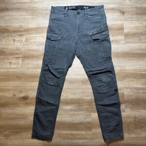 G-Star RAW Cargo Pants Men 33x34 Green Rovic Zip 3D Skinny Stretch Military